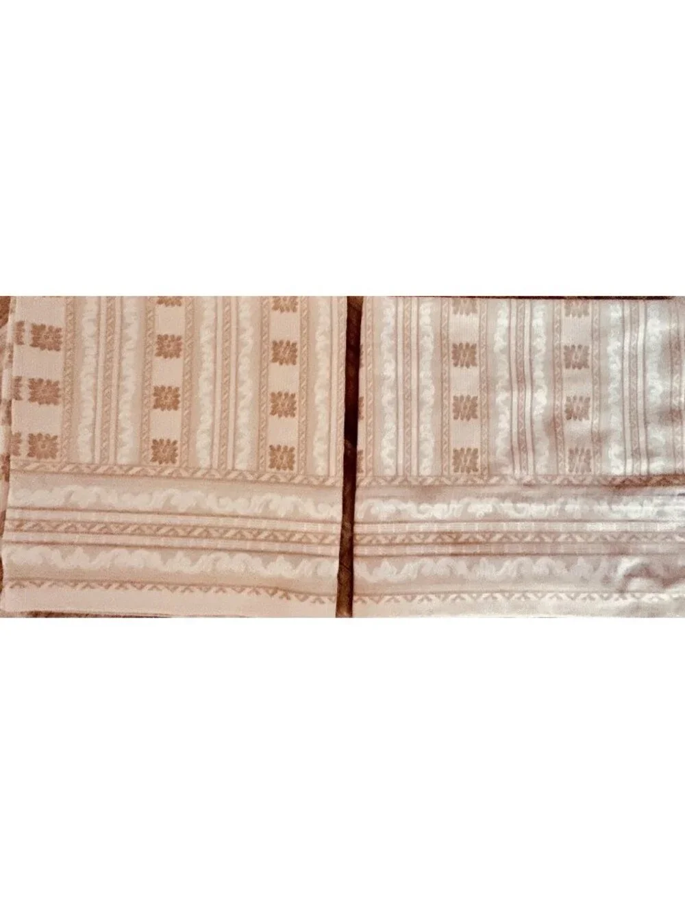 Pair KING Sz Pillowcases 100% Cotton JC Penney Home Tan White Geometric Floral